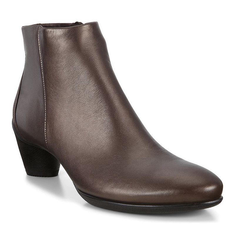 Women Boots Ecco Sculptured 45 - Heeled Booties Brown - India UBOYMK620